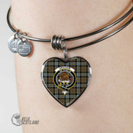 1stScotland Jewelry - Graham of Menteith Weathered Clan Tartan Crest Heart Bangle A7 | 1stScotland