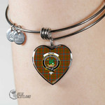 1stScotland Jewelry - Seton Hunting Modern Clan Tartan Crest Heart Bangle A7 | 1stScotland