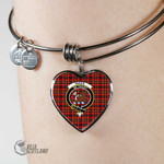 1stScotland Jewelry - Innes Modern Clan Tartan Crest Heart Bangle A7 | 1stScotland