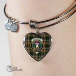 1stScotland Jewelry - Buchanan Hunting Clan Tartan Crest Heart Bangle A7 | 1stScotland