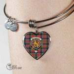 1stScotland Jewelry - MacPherson Ancient Clan Tartan Crest Heart Bangle A7 | 1stScotland
