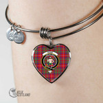 1stScotland Jewelry - Shaw Red Modern Clan Tartan Crest Heart Bangle A7 | 1stScotland
