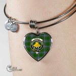 1stScotland Jewelry - Pringle Clan Tartan Crest Heart Bangle A7 | 1stScotland