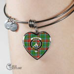 1stScotland Jewelry - Muirhead Clan Tartan Crest Heart Bangle A7 | 1stScotland