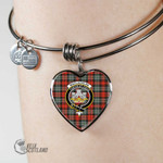 1stScotland Jewelry - MacLachlan Weathered Clan Tartan Crest Heart Bangle A7 | 1stScotland