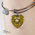 1stScotland Jewelry - Jardine Clan Tartan Crest Heart Bangle A7 | 1stScotland