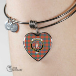 1stScotland Jewelry - Robertson Ancient Clan Tartan Crest Heart Bangle A7 | 1stScotland