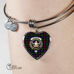 1stScotland Jewelry - Urquhart Modern Clan Tartan Crest Heart Bangle A7 | 1stScotland