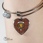 1stScotland Jewelry - Cumming Hunting Weathered Clan Tartan Crest Heart Bangle A7 | 1stScotland