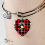 1stScotland Jewelry - Cunningham Modern Clan Tartan Crest Heart Bangle A7 | 1stScotland