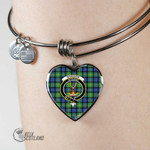 1stScotland Jewelry - Gordon Old Ancient Clan Tartan Crest Heart Bangle A7 | 1stScotland