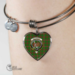 1stScotland Jewelry - MacKinnon Hunting Modern Clan Tartan Crest Heart Bangle A7 | 1stScotland