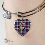 1stScotland Jewelry - MacDonald Dress Modern Clan Tartan Crest Heart Bangle A7 | 1stScotland