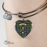 1stScotland Jewelry - MacLellan Ancient Clan Tartan Crest Heart Bangle A7 | 1stScotland