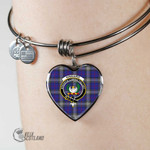 1stScotland Jewelry - Kinnaird Clan Tartan Crest Heart Bangle A7 | 1stScotland