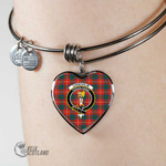 1stScotland Jewelry - Chisholm Ancient Clan Tartan Crest Heart Bangle A7 | 1stScotland