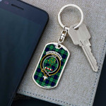 1stScotland Jewelry - Abercrombie Clan Tartan Crest Dog Tag with Swivel Keychain A7 | 1stScotland