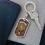 1stScotland Jewelry - MacPherson Ancient Clan Tartan Crest Dog Tag with Swivel Keychain A7 | 1stScotland