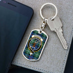 1stScotland Jewelry - Davidson of Tulloch Clan Tartan Crest Dog Tag with Swivel Keychain A7 | 1stScotland