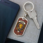 1stScotland Jewelry - Cumming Hunting Weathered Clan Tartan Crest Dog Tag with Swivel Keychain A7 | 1stScotland