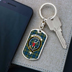1stScotland Jewelry - Colquhoun Ancient Clan Tartan Crest Dog Tag with Swivel Keychain A7 | 1stScotland