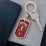 1stScotland Jewelry - Robertson Modern Clan Tartan Crest Dog Tag with Swivel Keychain A7 | 1stScotland