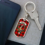 1stScotland Jewelry - Wallace Hunting Red Clan Tartan Crest Dog Tag with Swivel Keychain A7 | 1stScotland