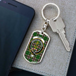 1stScotland Jewelry - Gray Hunting Clan Tartan Crest Dog Tag with Swivel Keychain A7 | 1stScotland
