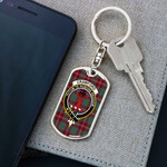 1stScotland Jewelry - Crawford Modern Clan Tartan Crest Dog Tag with Swivel Keychain A7 | 1stScotland