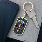 1stScotland Jewelry - MacRae Hunting Modern Clan Tartan Crest Dog Tag with Swivel Keychain A7 | 1stScotland