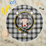1sttheworld Blanket - MacFarlane Black White Ancient Clan Tartan Crest Tartan Beach Blanket A7 | 1sttheworld