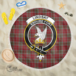 1sttheworld Blanket - Lindsay Weathered Clan Tartan Crest Tartan Beach Blanket A7 | 1sttheworld