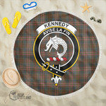 1sttheworld Blanket - Kennedy Weathered Clan Tartan Crest Tartan Beach Blanket A7 | 1sttheworld