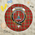 1sttheworld Blanket - Morrison Red Modern Clan Tartan Crest Tartan Beach Blanket A7 | 1sttheworld
