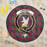 1sttheworld Blanket - Lindsay Modern Clan Tartan Crest Tartan Beach Blanket A7 | 1sttheworld