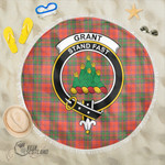 1sttheworld Blanket - Grant Ancient Clan Tartan Crest Tartan Beach Blanket A7 | 1sttheworld
