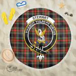 1sttheworld Blanket - Stewart Black Clan Tartan Crest Tartan Beach Blanket A7 | 1sttheworld