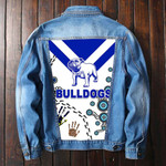 (Custom) Canterbury-Bankstown Bulldogs Indigenous Special White mix Blue - Rugby Team Denim Jacket | lovenewzealand.co
