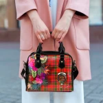 TartanClans Women's Handbag - Munro Tartan Hibiscus Shoulder Handbag