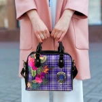 TartanClans Women's Handbag - Ochterlony Tartan Hibiscus Shoulder Handbag