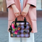 TartanClans Women's Handbag - Rutherford Tartan Hibiscus Shoulder Handbag
