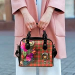 TartanClans Women's Handbag - Carruthers Tartan Hibiscus Shoulder Handbag