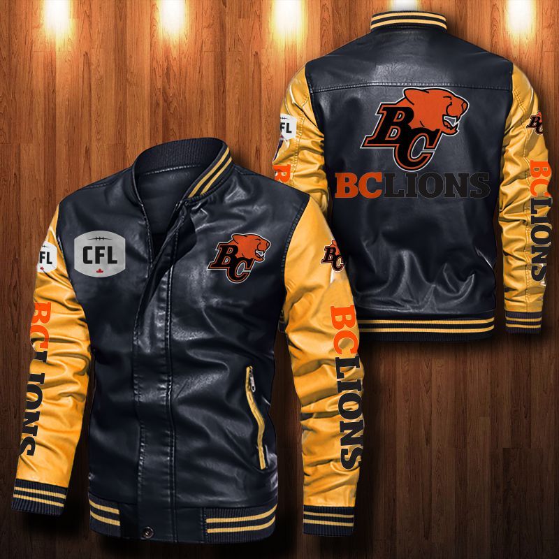 BC Lions Leather Bomber Jacket 1000