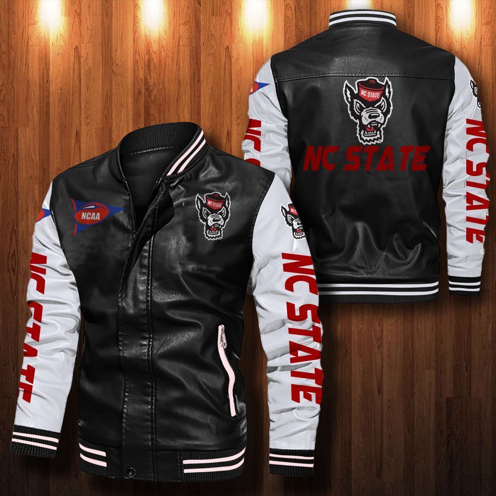 NC State Wolfpack Leather Bomber Jacket 085