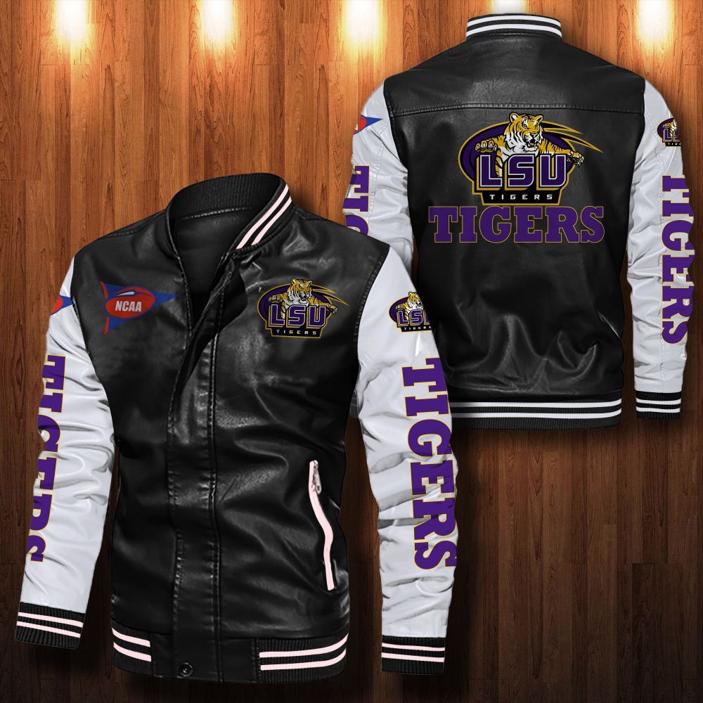 LSU Tigers Leather Bomber Jacket 080