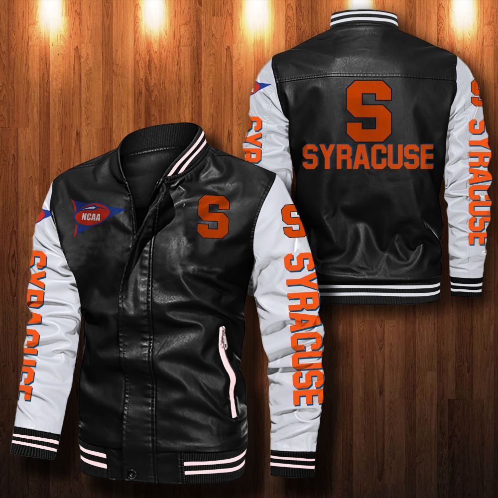 Syracuse Orange Leather Bomber Jacket 087
