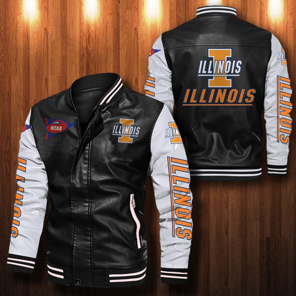 Illinois Fighting Illini Leather Bomber Jacket 106