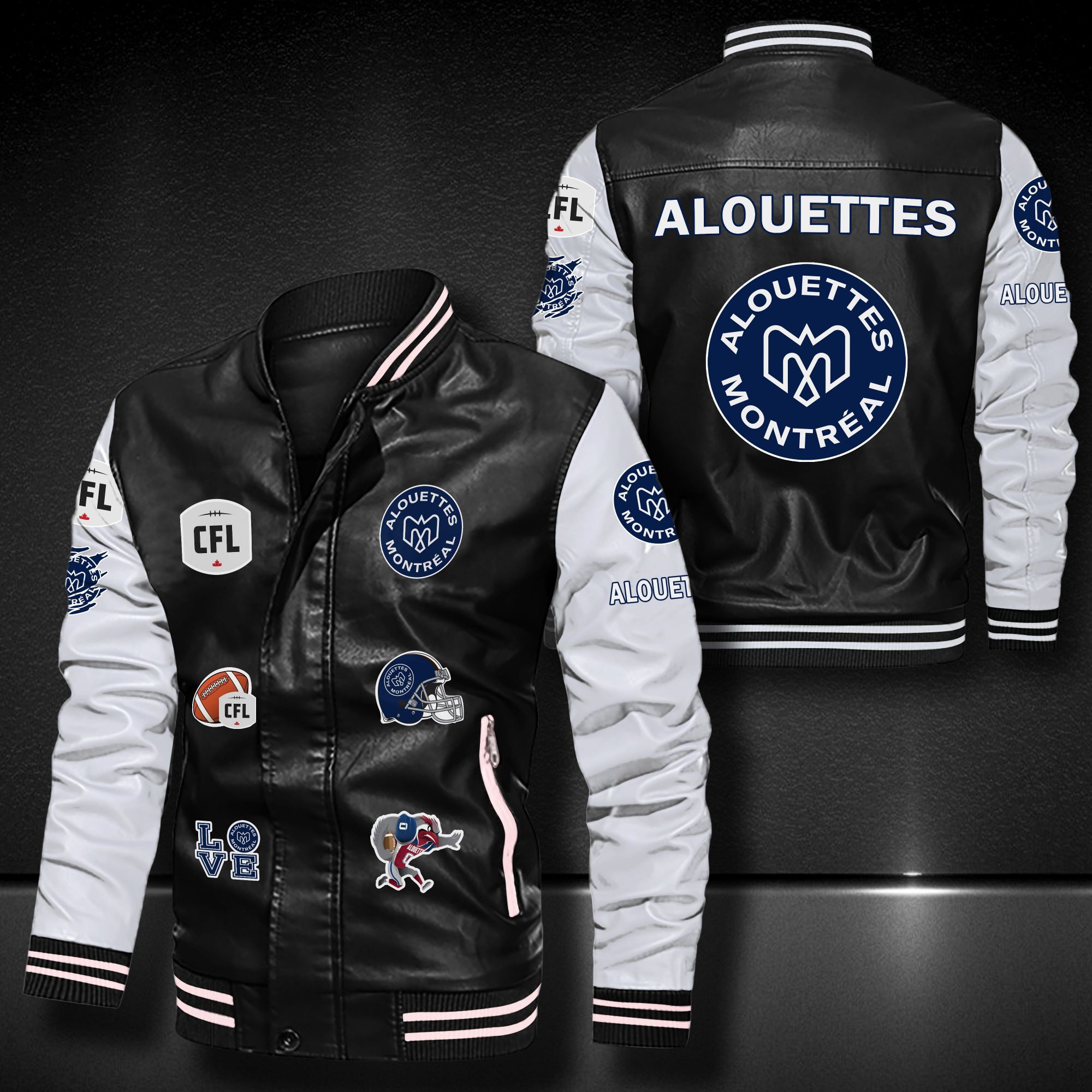 Montreal Alouettes Leather Bomber Jacket 9005