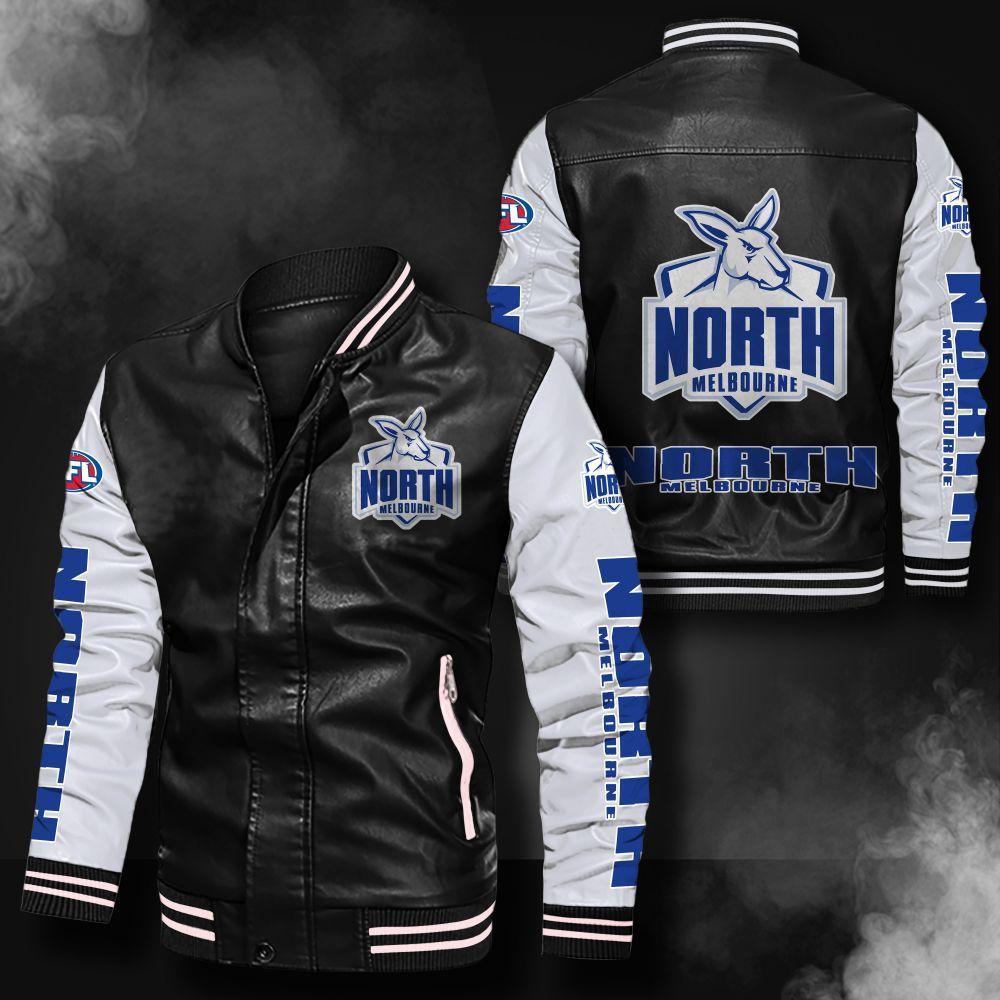 North Melbourne Football Club Leather Bomber Jacket 394