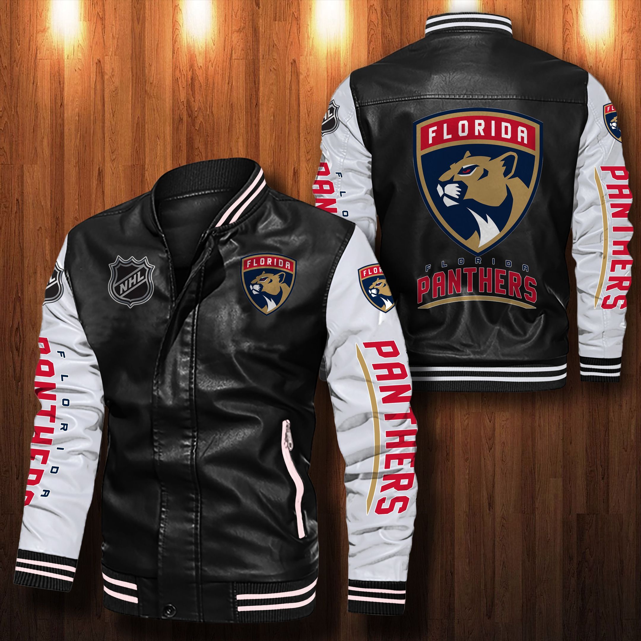 Florida Panthers Leather Bomber Jacket 013
